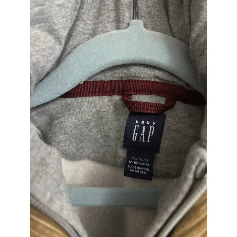 GAP Zip & Button Long Sleeve Brown Corduroy Hooded Jacket Toddler 12/18 Months